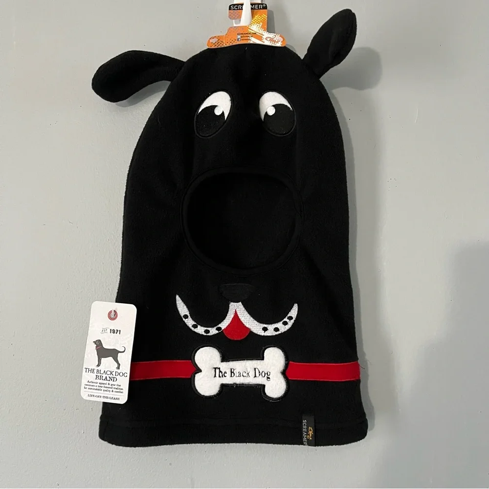 The Black Dog Kids black dog face mask hat OS NWT